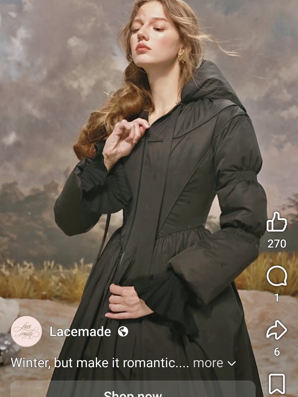 Lacemade Women's Black Hooded Puffer Coat - XS
